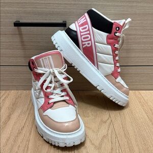 Christian Dior Women's Pink, White, and Black Sneakers